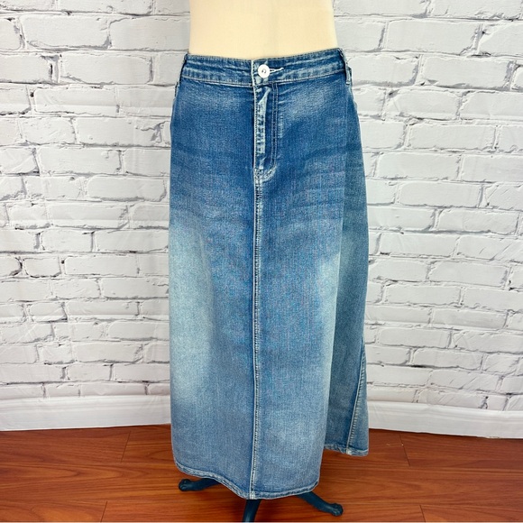 C Est. 1946 Denim Jean Maxi Skirt Plus Size 22W Blue Y2k 90s Western Cowgirl - Picture 1 of 13